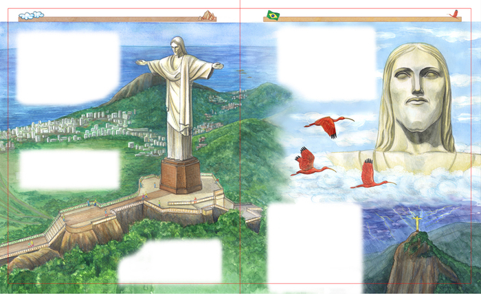 Разворот из книги про Чудеса света.  Статуя Христа-Искупителя