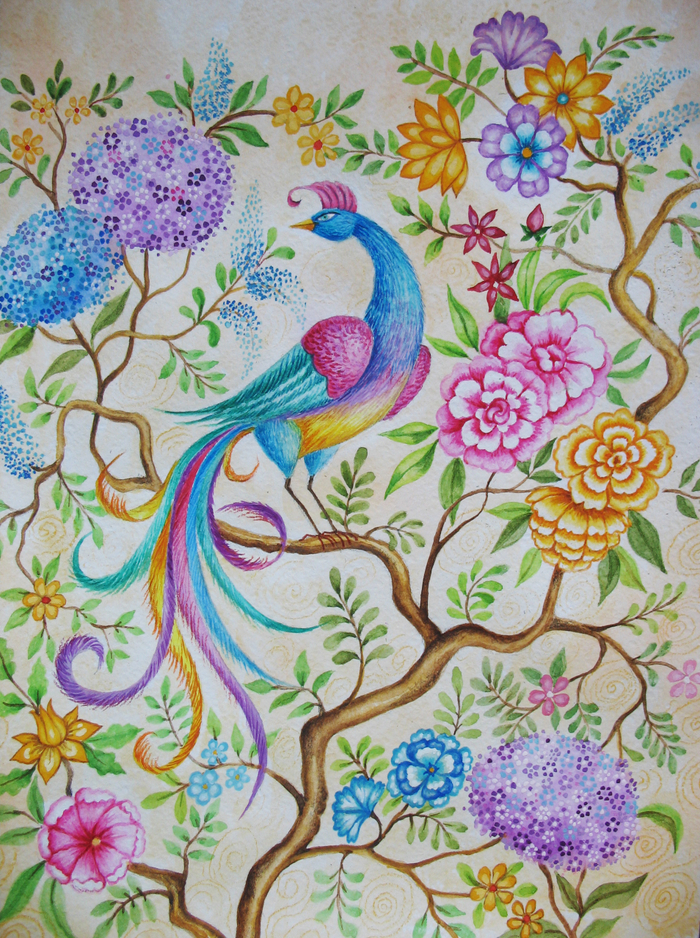 эскиз к открытке. Павлин