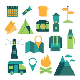 Коллекция иконок: Путешествия, Кэмпинг.