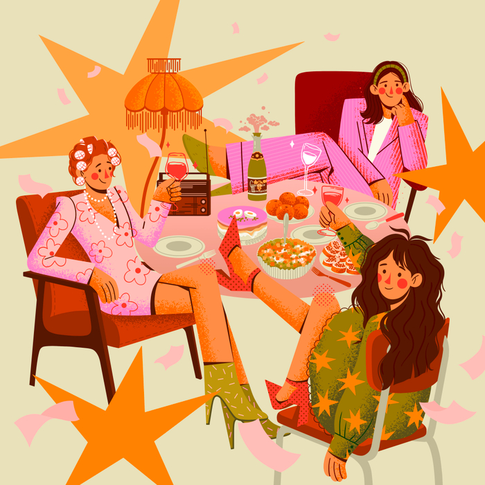 Новогодняя открытка в стиле flat