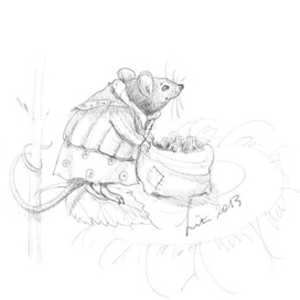 мышка-старушка в ватнике (эскиз)