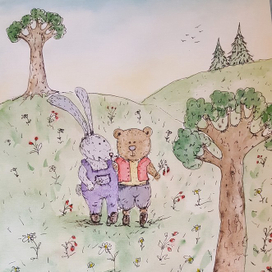 Заяц и медвежонок 