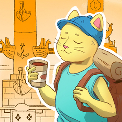 Упаковка чая из серии коты-туристы