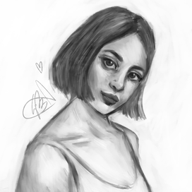 Ч\Б портрет девушки с каре