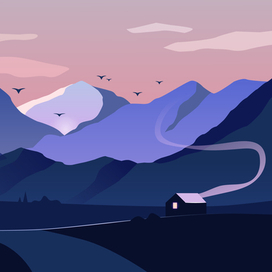 Пейзаж в Иллюстраторе