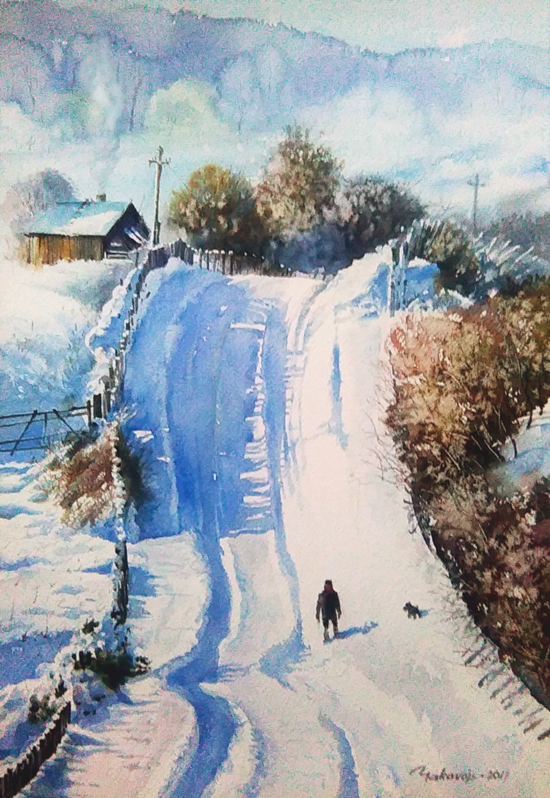 ,,Мухтар!...ко мне!,,(в деревне зимой)