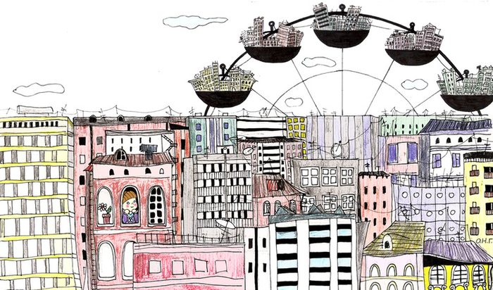 Маленькая девочка в большом городе/разворот