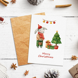 Новогодняя открытка с Кроликом