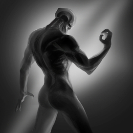 Мужской силуэт с стилизованным лицом