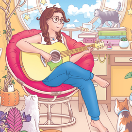 Девочка и котики