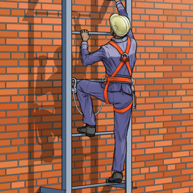 На пожарной лестнице