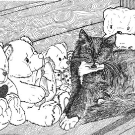 Кот в игрушках