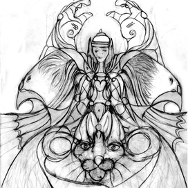 Девушка с орлами и львом.