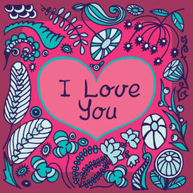 Открытка с цветами "I Love You"