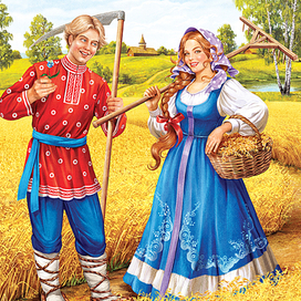 Парень с девушкой. Иллюстрация на упаковку.