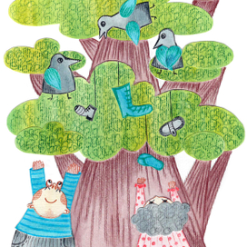 Коллаж акварельная сказка "Чудо-дерево"