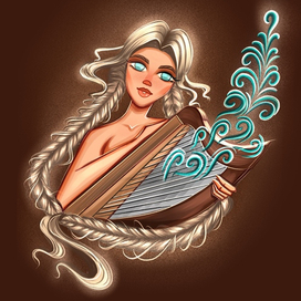 Девушка играет на арфе