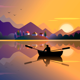 Рыбак на закате