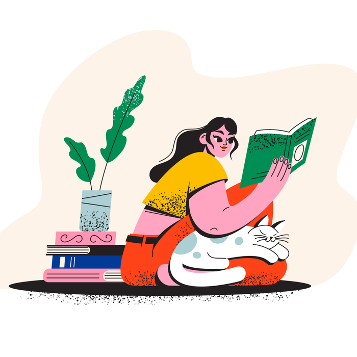 Девушка читает