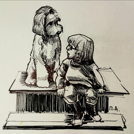 Маленький мальчик и внимательная собака
