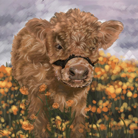 Теленок в поле