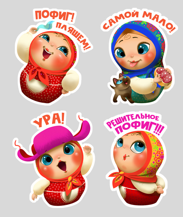 Стикеры с матрешками 3