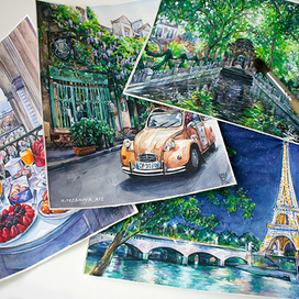 ИНТЕРЬЕРНАЯ АКВАРЕЛЬНАЯ ЖИВОПИСЬ // Франция, Париж