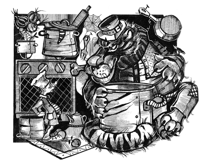 Голодный котёнок. иллюстрация к рассказу А. Краузе.