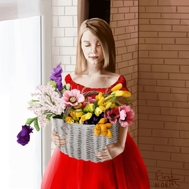 Девочка с цветами