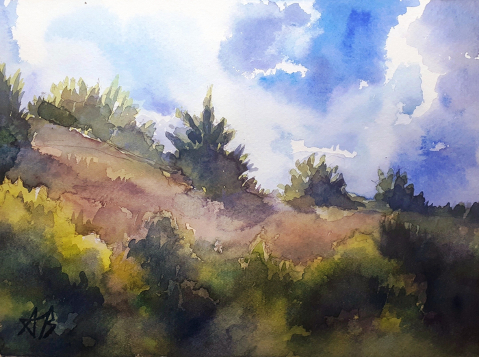 На прогулке утром рано