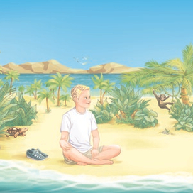 Иллюстрация для детской книги "Как Пушик помог научиться медитировать" автор А.Чашкин