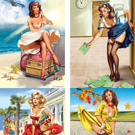 Открытки в стиле пин-ап