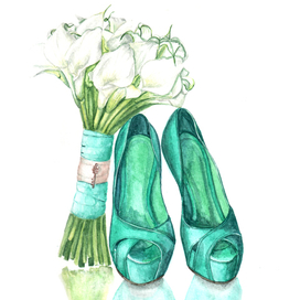 Свадебный букет и туфли