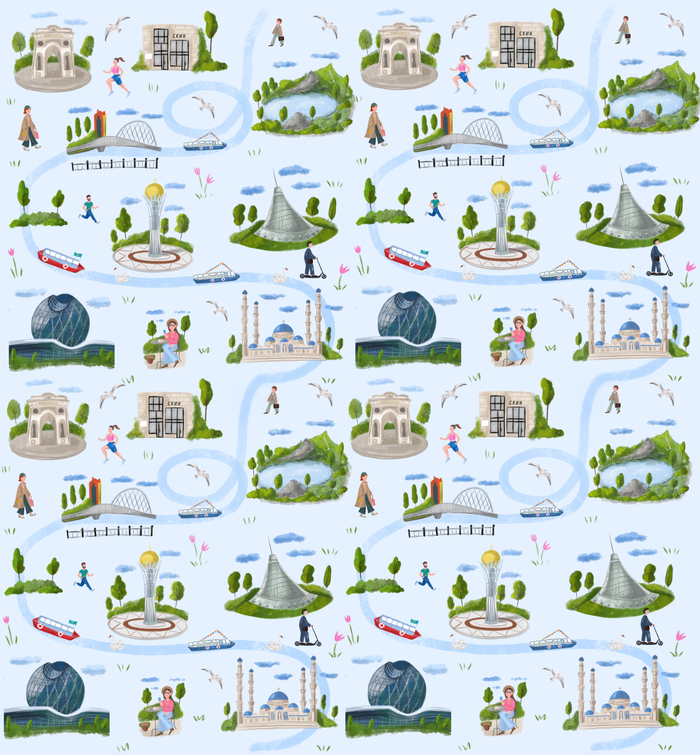 Паттерн для ткани «Астана, я люблю тебя!»