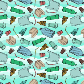 Plastic pollution seamless pattern