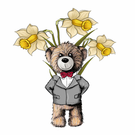 Мишка с цветами