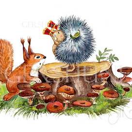 Ёжик внимательно наблюдал в бинокль..