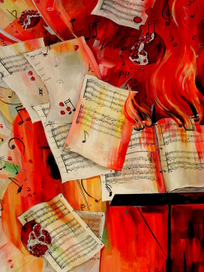 панно"Горящая симфония"заказ из триптиха"Музыка"