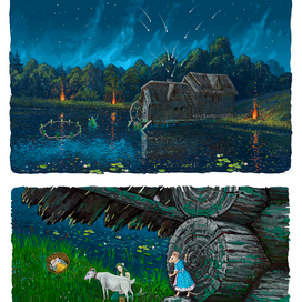 Звезды падают с неба в короб. Русалка Таисья доит козу.