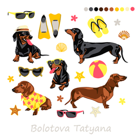 Набор иллюстраций для печати на ткани