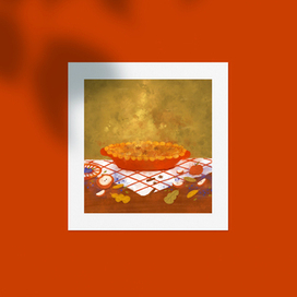 Яблочный пирог открытка фуд-иллюстрация