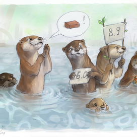 Иллюстрация с выдрами.
