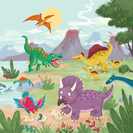 Разворот к книге о динозаврах
