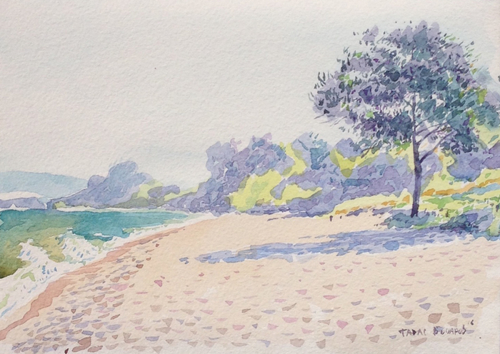 На пляже утром