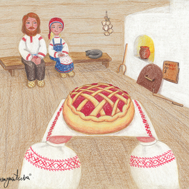 Встречаем гостей. Этническая иллюстрация.