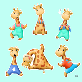 Стикеры жирафы для детского магазина футболок