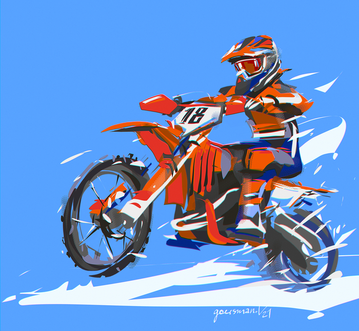 Мотогонщик (иллюстрация для афиши)