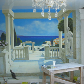 Роспись стены в интерьере (в процессе).