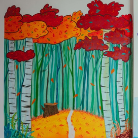 Настенная живопись - Осенний лес