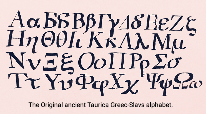 The Original ancient Alexandria Taurica  Greec-Slavs alphabet "Taurica antica" 